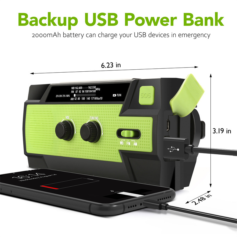 MEDING Outdoor Camping Storm Radio Hand Crank Torch Am/Fm/Noaa Dynamo Radio