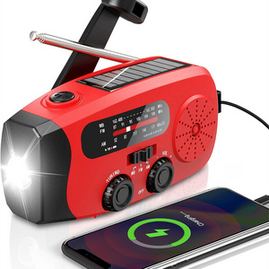 MEDING Portable Emergency Hand Crank Radio with LED Flashlight 2000mAh Solar Power Bank Phone Charger