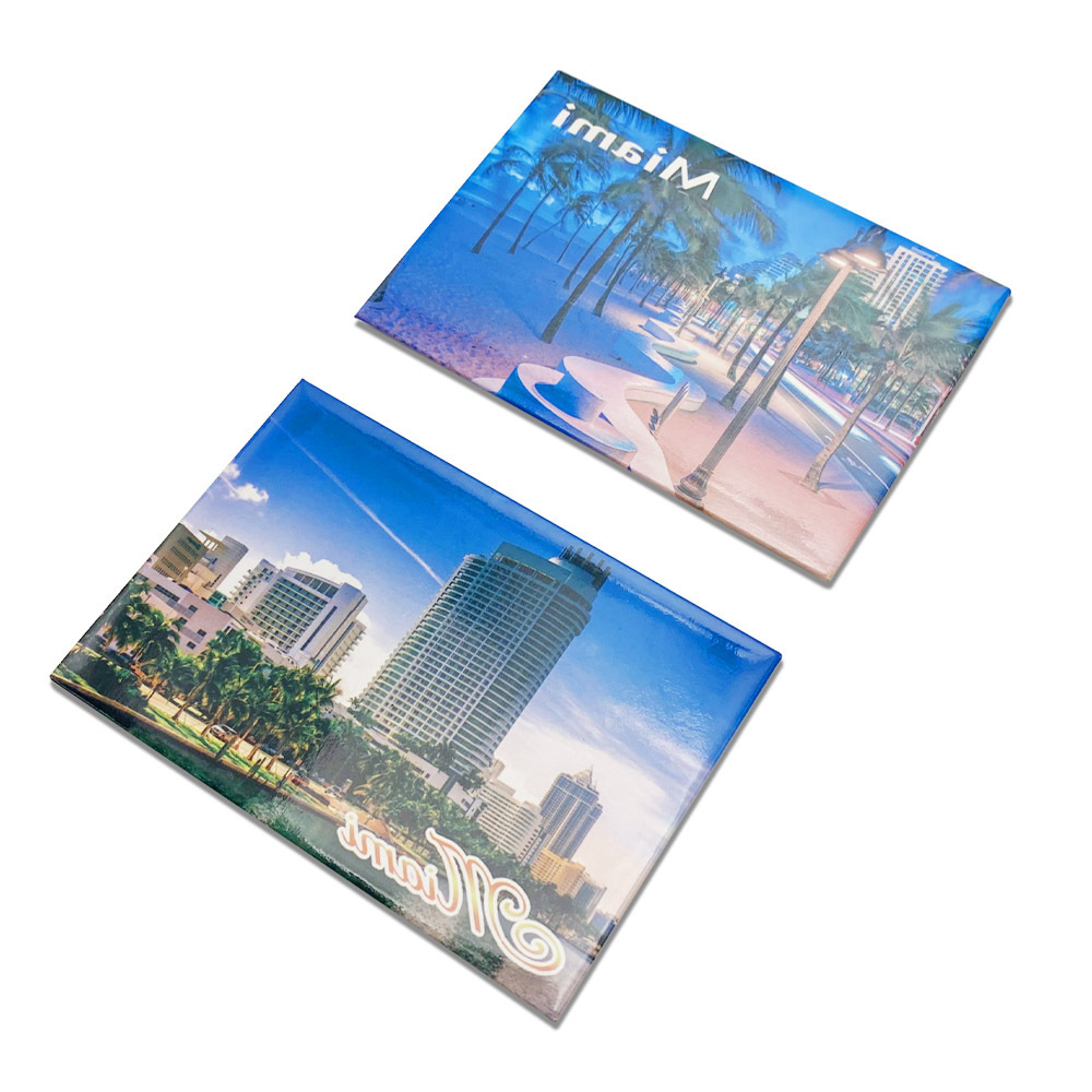 New Custom Miami Tin Fridge Magnets Souvenir Gifts CMYK Printed Tinplate Refrigerator Magnet