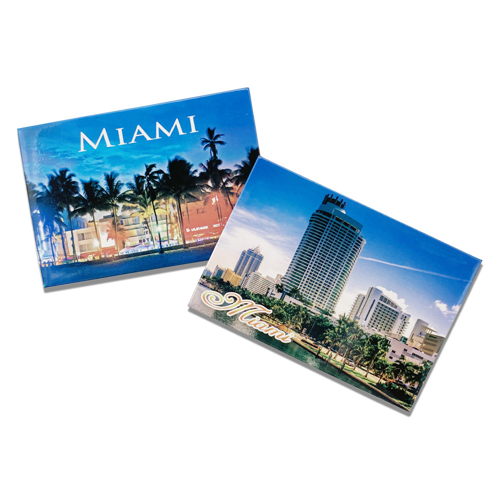 Miami Photo Cities Country Tourist Souvenir Custom Tin plate Fridge Magnet Tin 3d Refrigerator Magnet