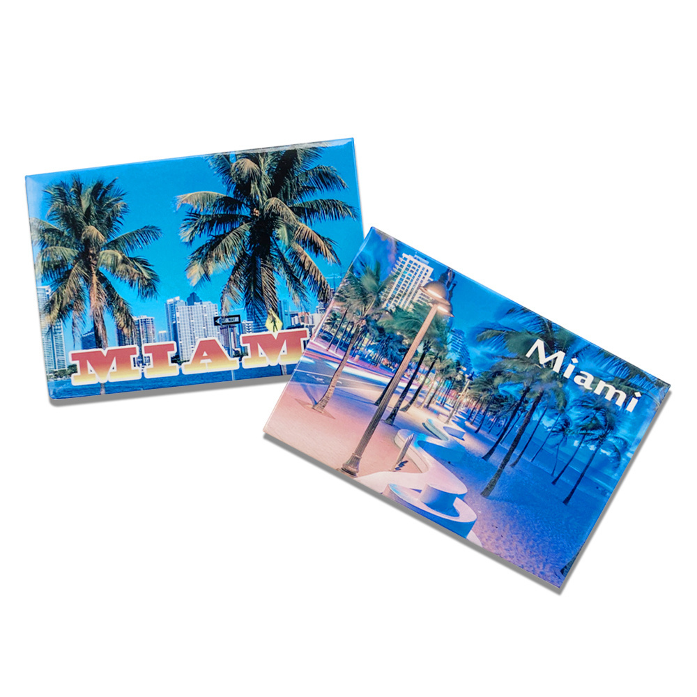 New Custom Miami Tin Fridge Magnets Souvenir Gifts CMYK Printed Tinplate Refrigerator Magnet