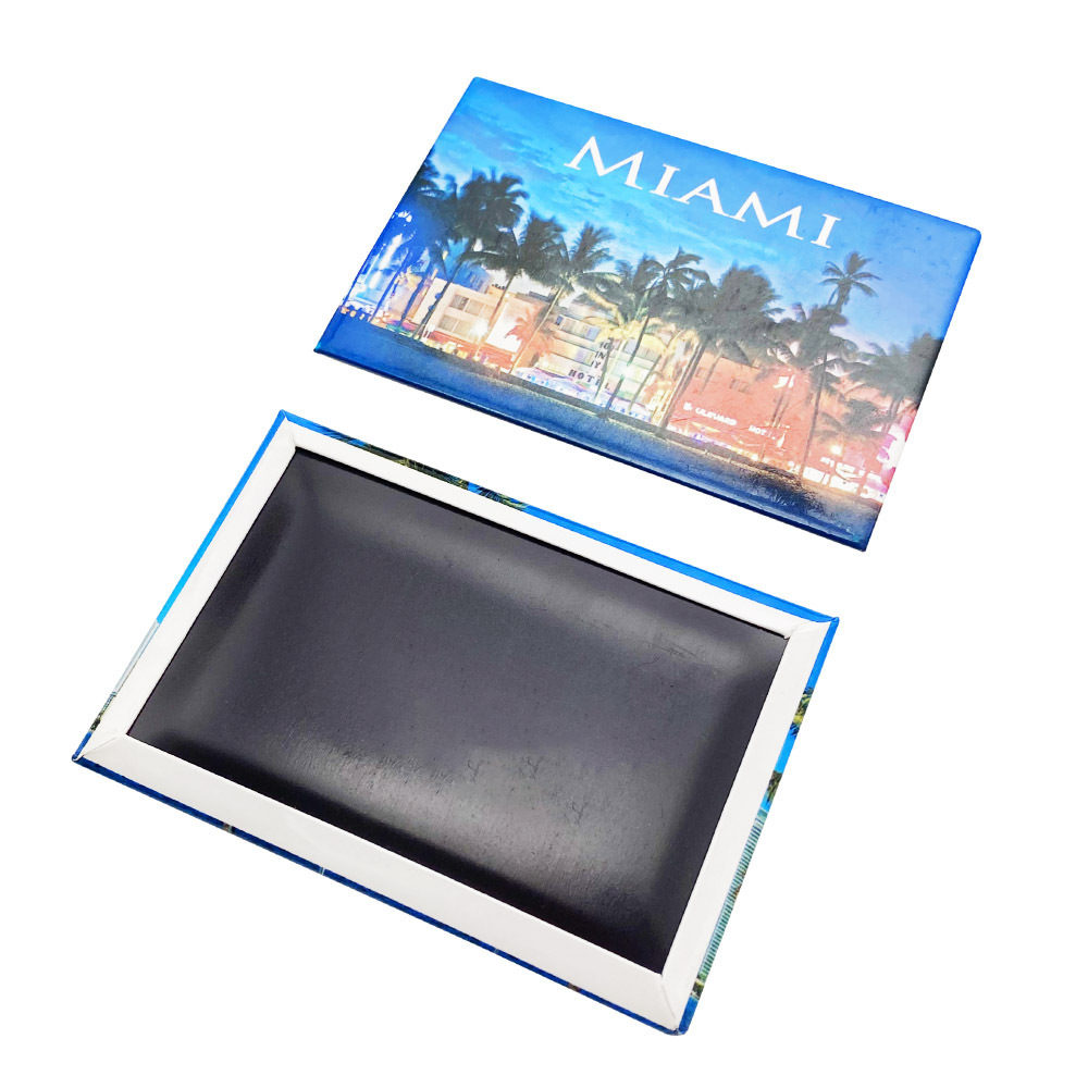 New Custom Miami Tin Fridge Magnets Souvenir Gifts CMYK Printed Tinplate Refrigerator Magnet