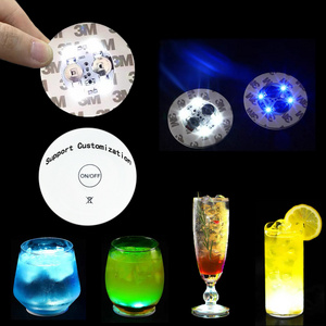 Wholesale Flashing Led Bottle Bar Coasters Sticker Customized Logo Led Light Cup Coaster For Drinks