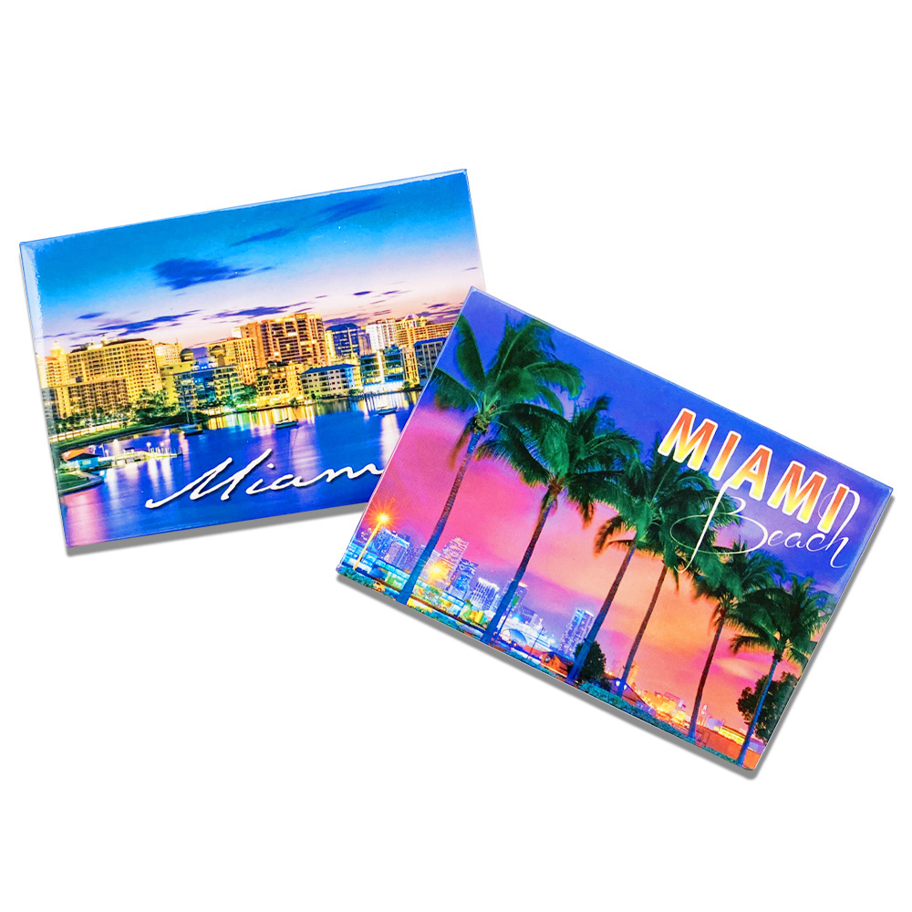 Miami Photo Cities Country Tourist Souvenir Custom Tin plate Fridge Magnet Tin 3d Refrigerator Magnet