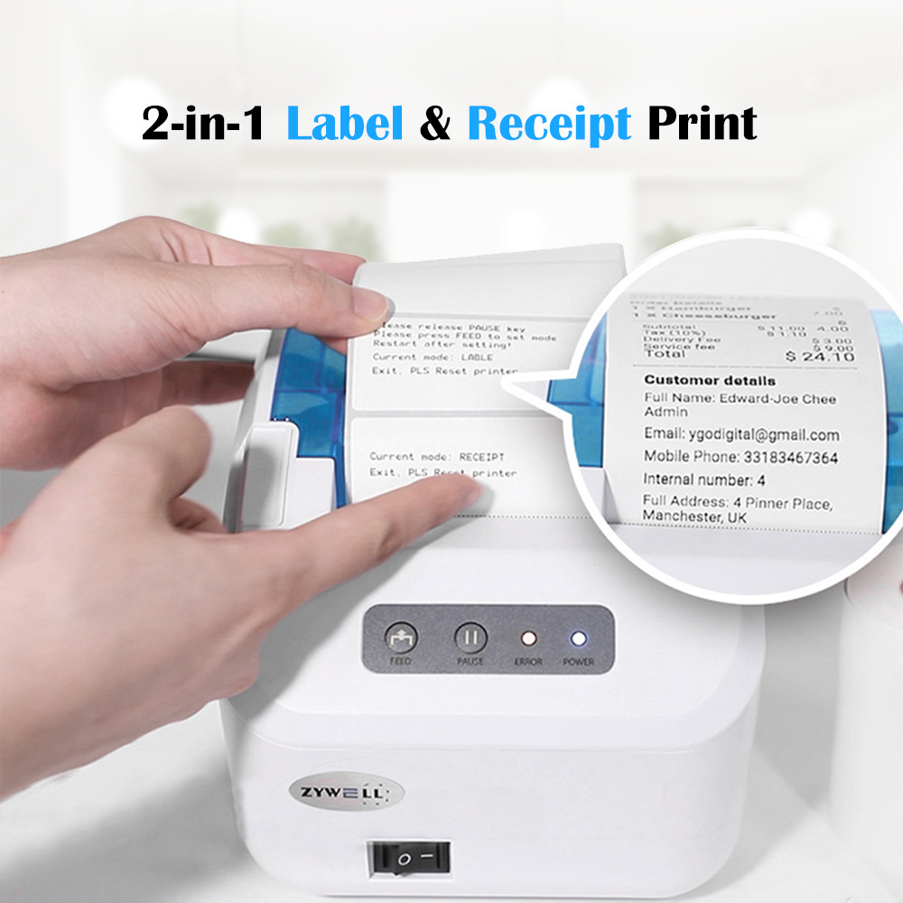 Inkless thermal label printer machine android IOS system bluetooth sticker barcode QR code printer