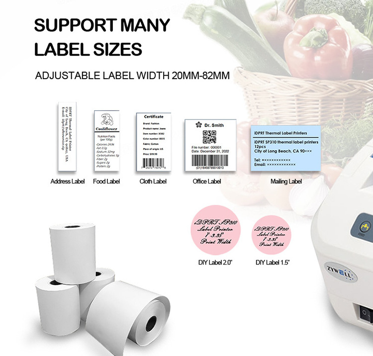 Inkless thermal label printer machine android IOS system bluetooth sticker barcode QR code printer