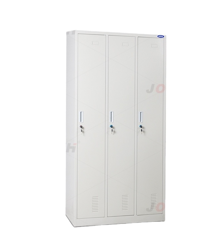 Metal Gym Three Doors Locker School Locker with Mirror Changing Room Key Clothes Lockers