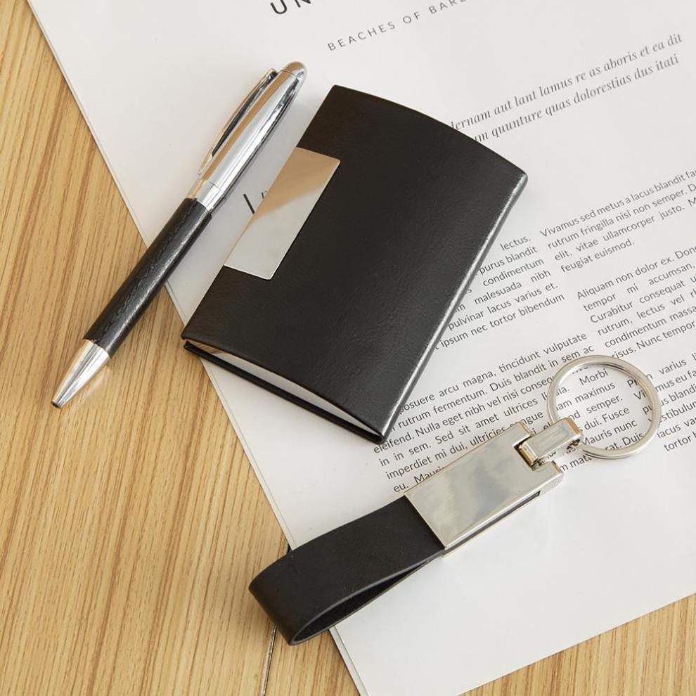 Custom Corporate Gift Promotional Pen Keyring Card Holder Men Business Gift Box Set