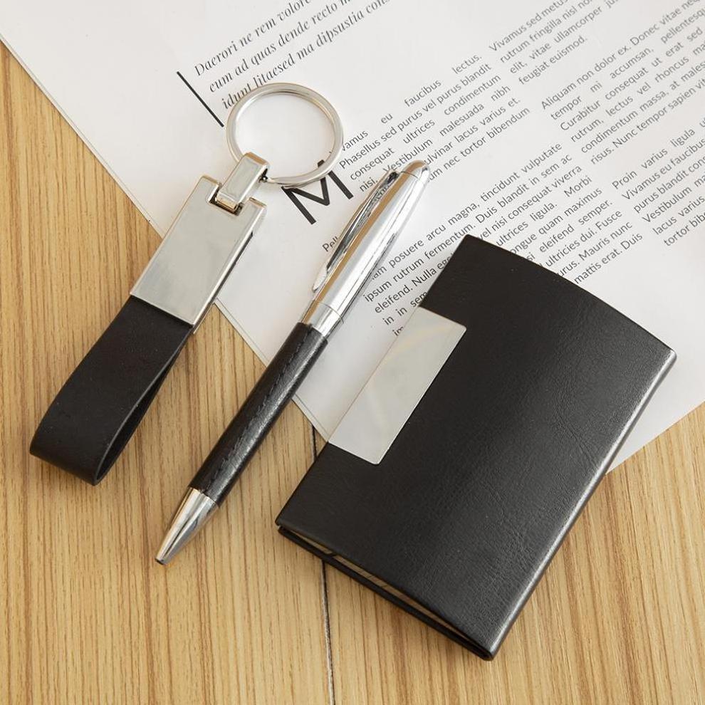 Custom Corporate Gift Promotional Pen Keyring Card Holder Men Business Gift Box Set