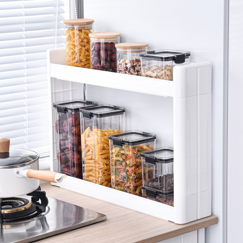 4 tier Gap Kitchen Slim Slide Out storage racks slide Out Pantry Shelves Kitchen and bathroom Storage organizer with Wheels