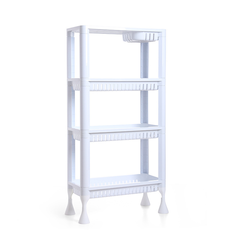 4-layer Trolley plastic storage rack floor kitchen bathroom bedroom multilayers storage shelf