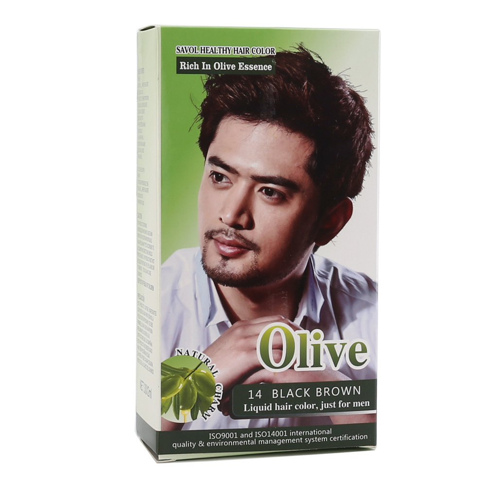 Healthy olive essence 30ml*2 black brown color liquid hair dye for men