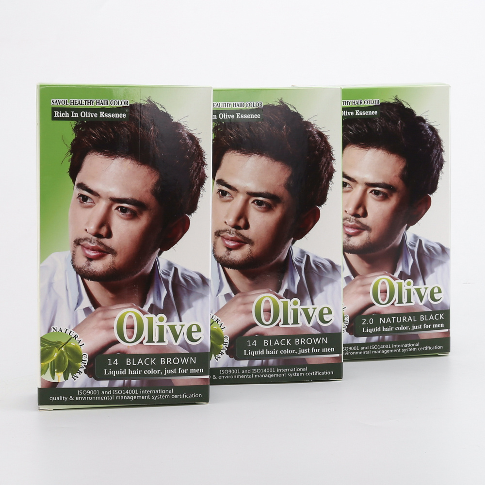 Healthy olive essence 30ml*2 black brown color liquid hair dye for men