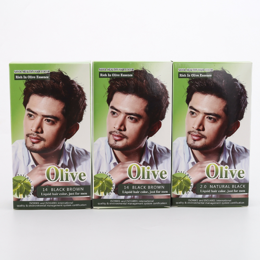 Healthy olive essence 30ml*2 black brown color liquid hair dye for men