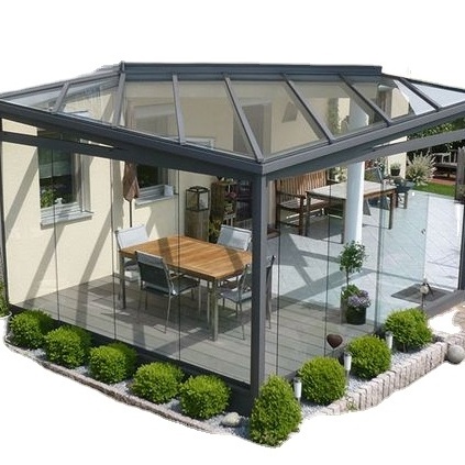 Aluminium conservatory Insulated Glass Veranda Sunrooms Roof Panels free standing SunRoom