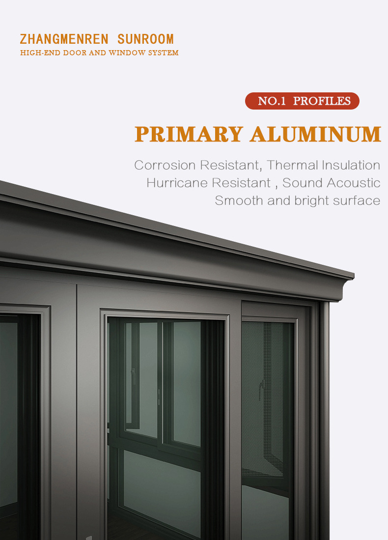 Hot sale prefab house aluminum windows and door winter garden glass sunroom & glass houses