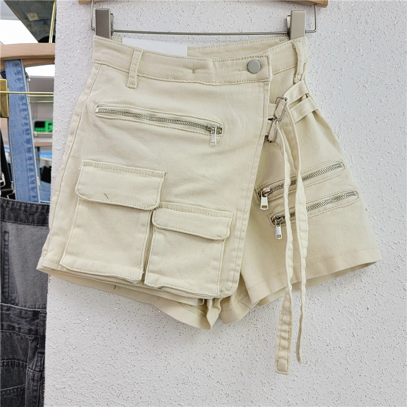 Wholesale summer fashion cargo denim shorts high waist blue jean skirts women