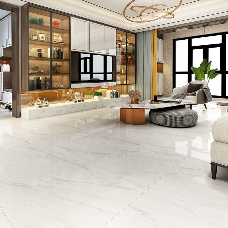 Polished Grey Marble Porcelain Tile 750x1500mm Luxury Glossy Calacata white stone look ceramic floor tiles