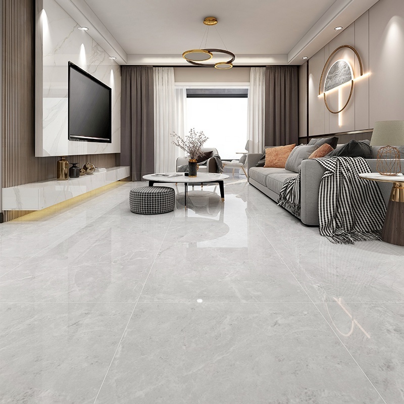 Polished Grey Marble Porcelain Tile 750x1500mm Luxury Glossy Calacata white stone look ceramic floor tiles