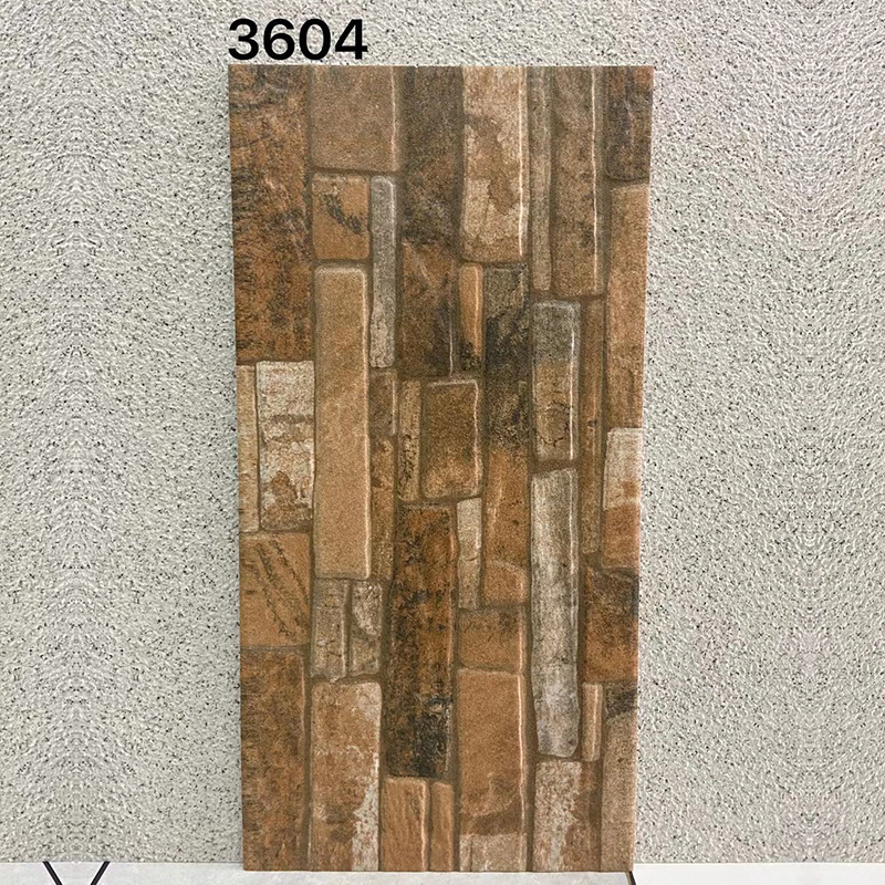 Chinese Supplier 300x600mm Glazed Ceramic External Porcelain Cultural Stone Antique Art Brick 3D Concave Convex Villa Wall Tiles