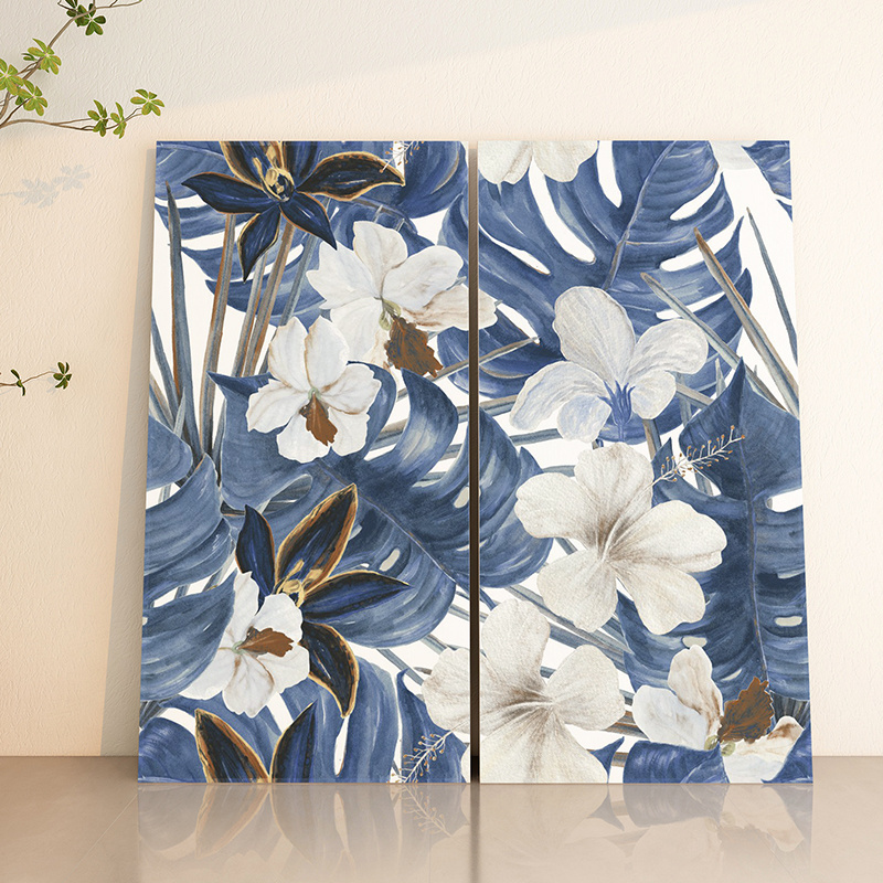 600X1200 mm Random Pebble Ceramic Tile Blue Colors Flower Sheet for Accent Wall Backsplash Shower Floor