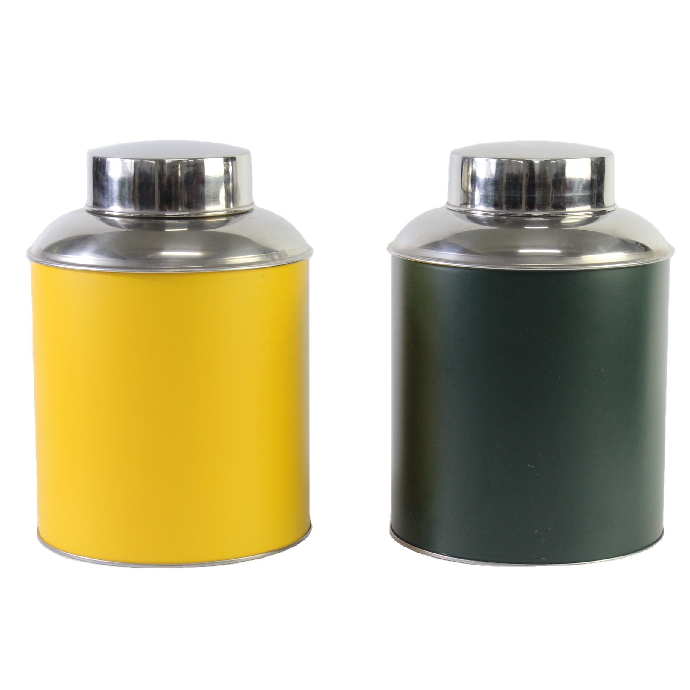 Tea Can with Airtight Double Lids Sophisticated Stainless Steel Customized Color Paint