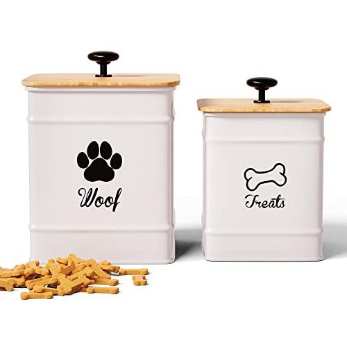 Airtight Set of 2 Dog Treat Jars with Lids Airtight Cat Food Jars Dog Treat Canister  Pet Treat Container