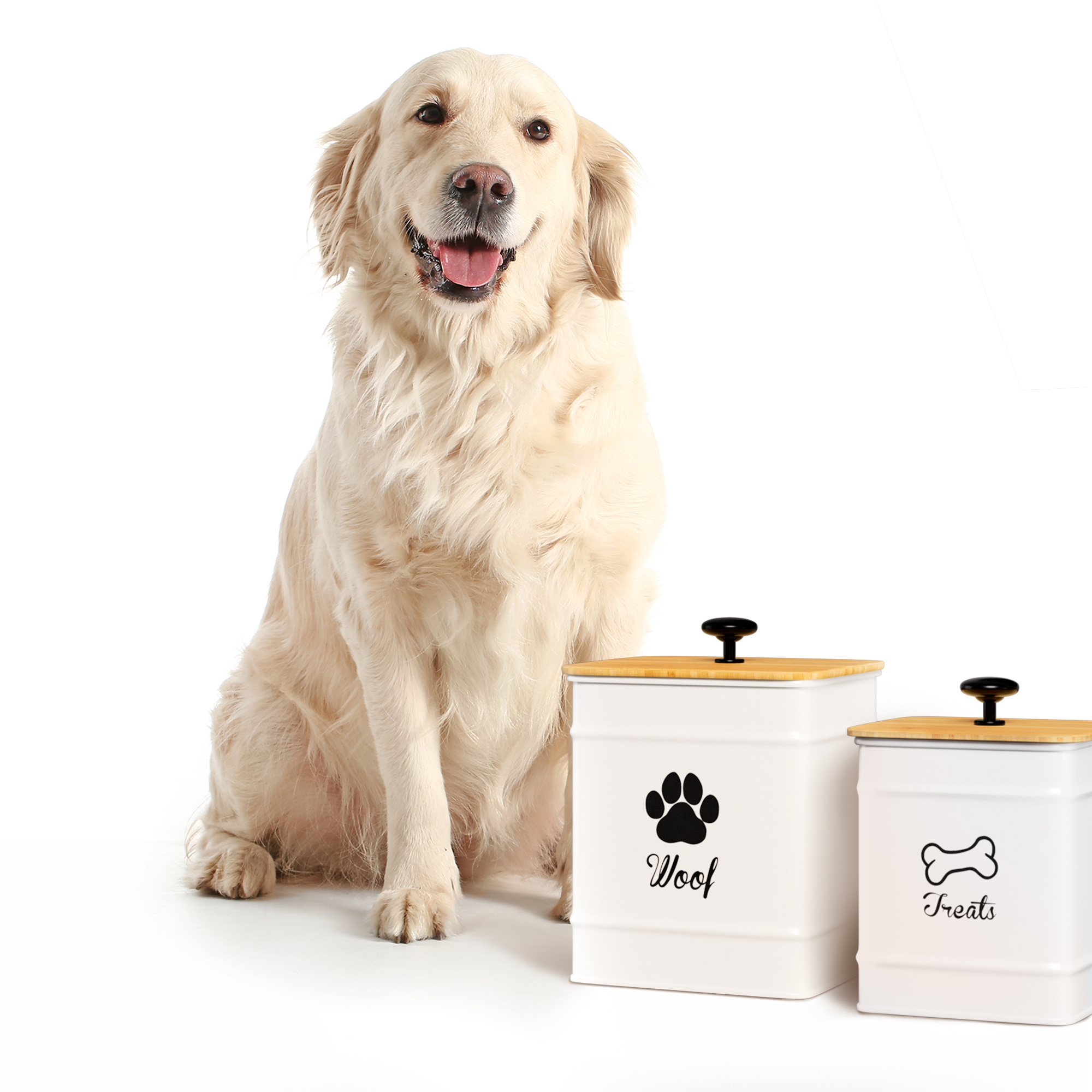 Airtight Set of 2 Dog Treat Jars with Lids Airtight Cat Food Jars Dog Treat Canister  Pet Treat Container