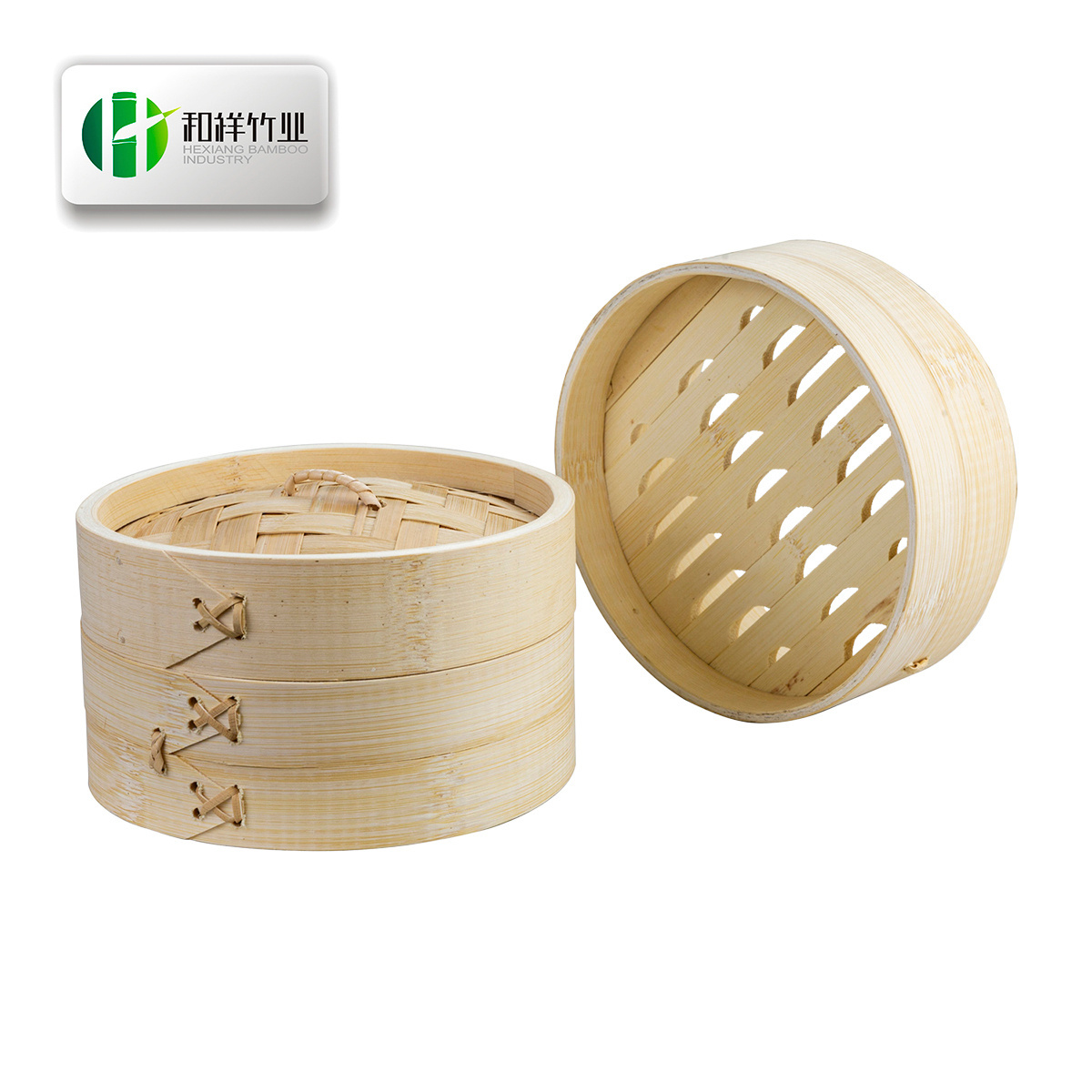 Eco friendly Multi-function Food steamer with Stainless Steel Ring Dumpling Bamboo Steamer basket