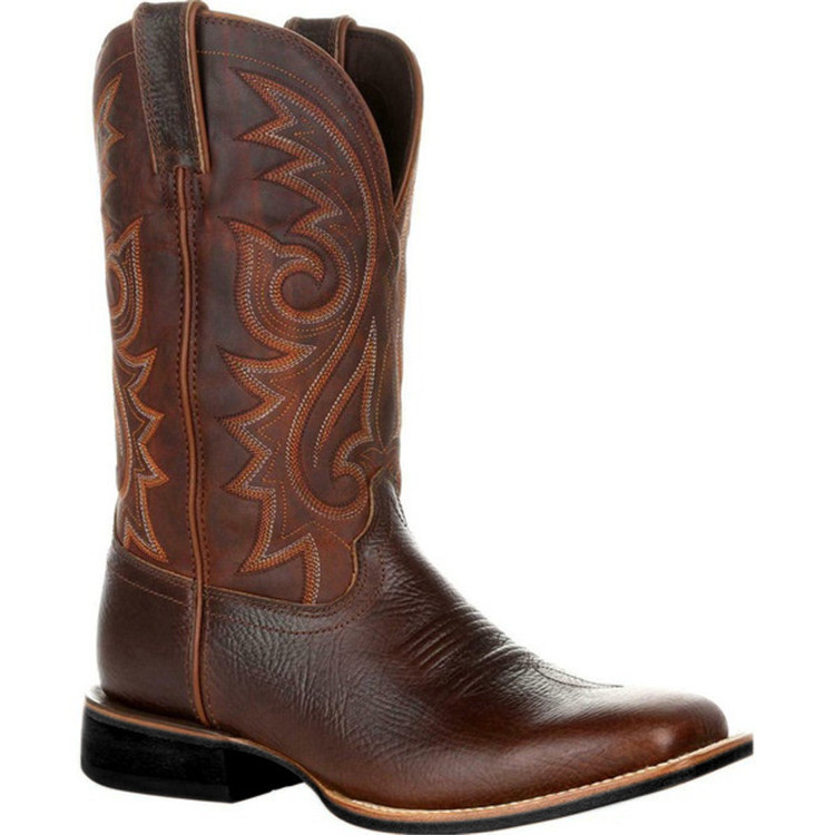 Mens Classic Durable Round Toe Embroidered Western Rodeo Cowboy Boots