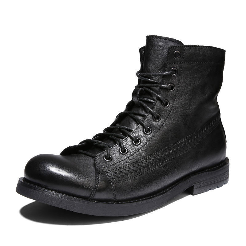 New Style Vintage Faux Leather Men's Fashion Martin Boots Lace-Up Flat Casual Boots Ankle Boots for Men