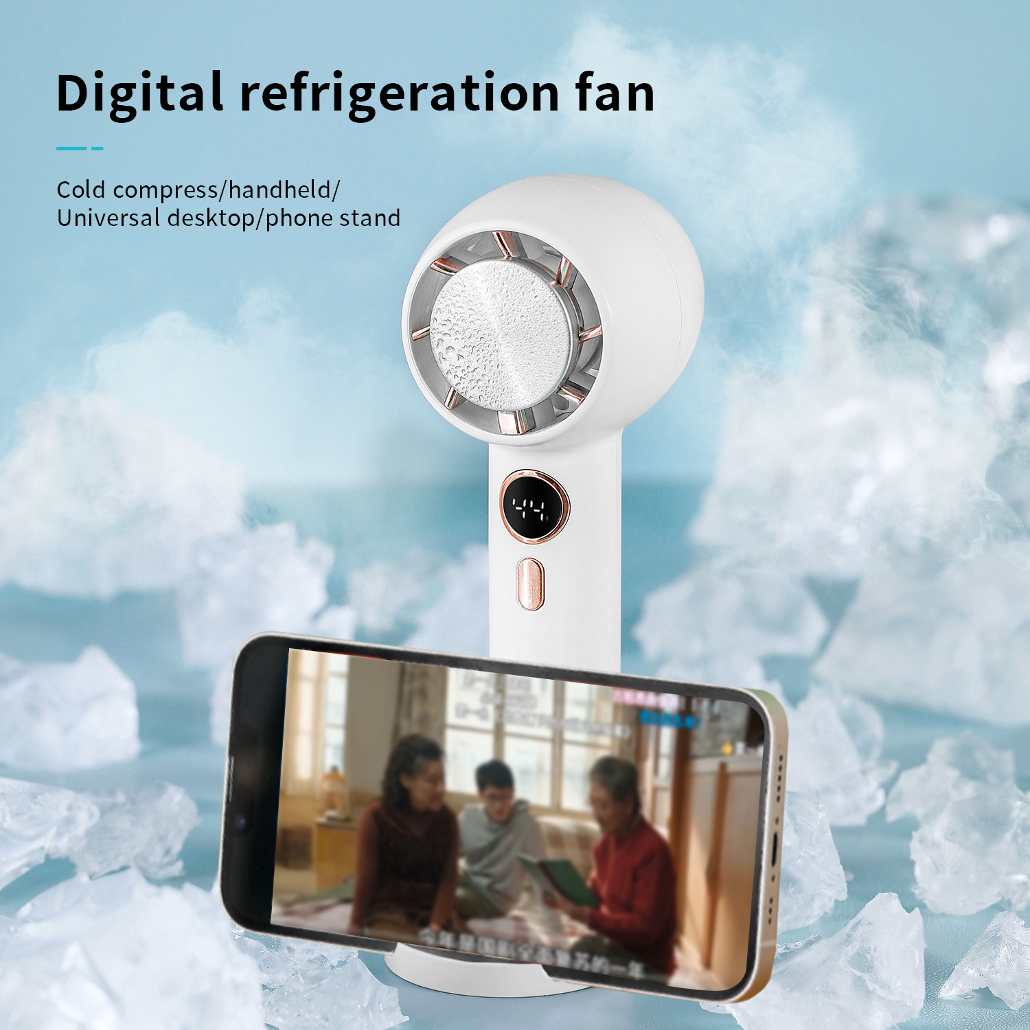 new digital Handheld Turbo Fan mini ice Cold compress Air Cooling Portable Rechargeable USB 2000mAh wireless Fans with Base