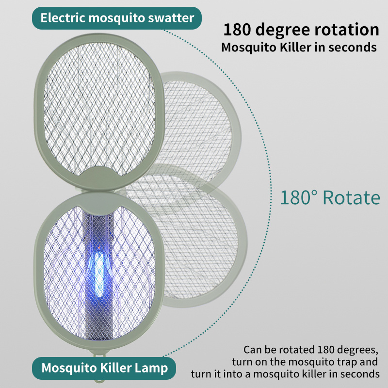 new fly zapper insect usb recharge rechargeable bug electric electronic swatter folding mosquito killer bat racket with LED lamp