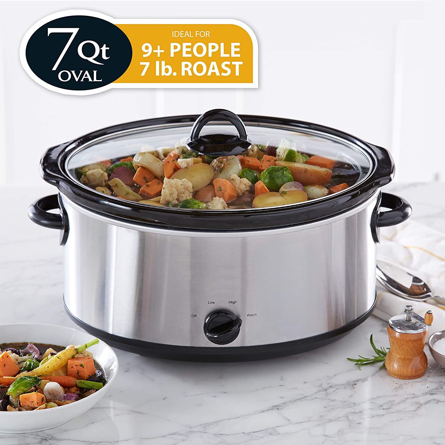 3.5L/4.5L Oval Manual Stainless Steel Slow Cooker with Stoneware inner pot 220V 60Hz 160W