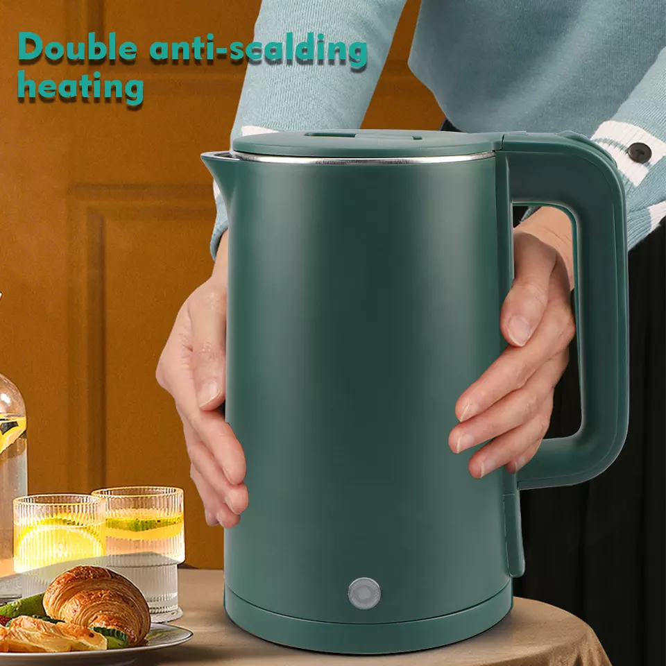 Anti-Scald Cold Touch 1.8L Double Wall Green Color Water Bottle Home Small Appliances Electric Kettle