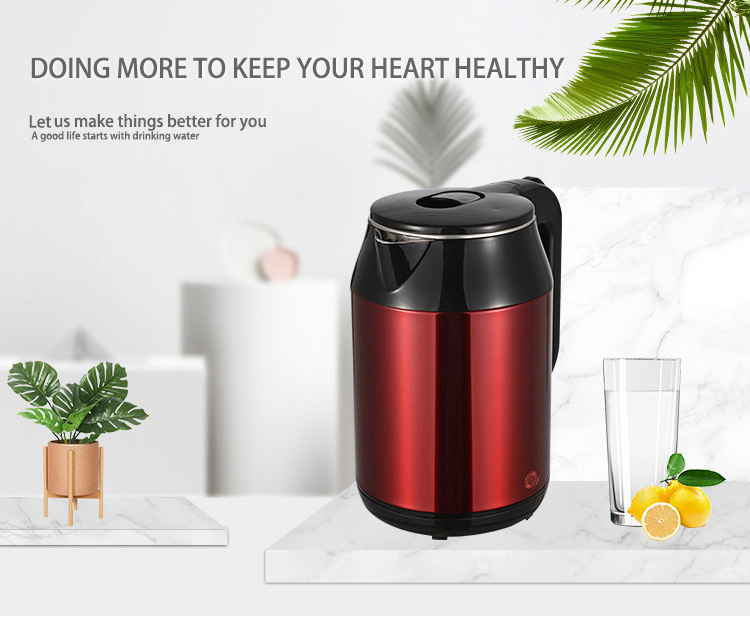 Double Wall Electric Kettle with Steel Outer Shell Two-Level Lid  BPA Free Tea Kettle Hot Water Boiler