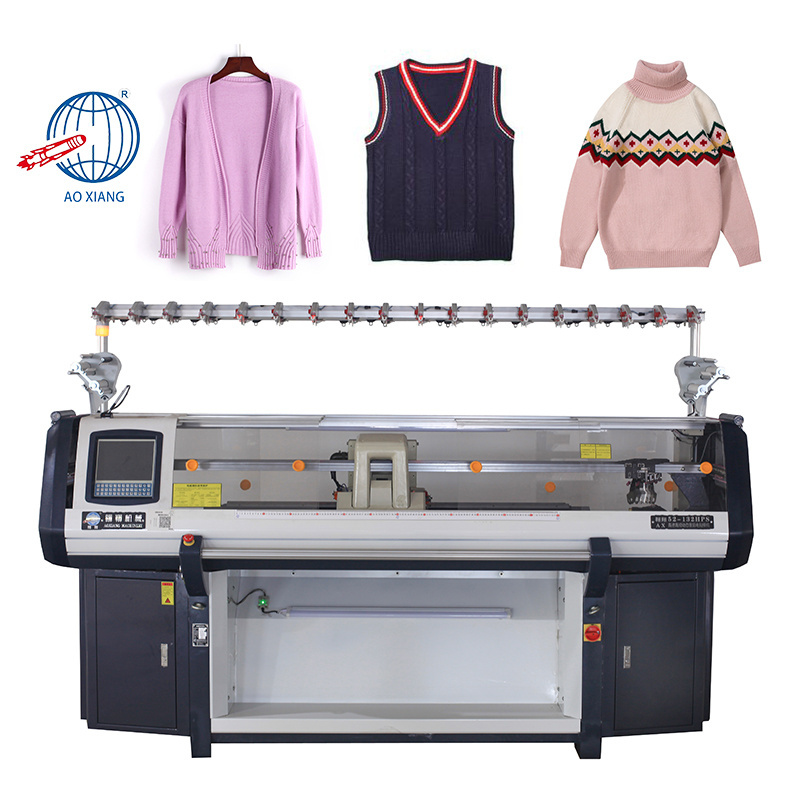 Premium Factory Jacquard Pattern Double System Computerized Collar Wool Sweater Knitting Machine