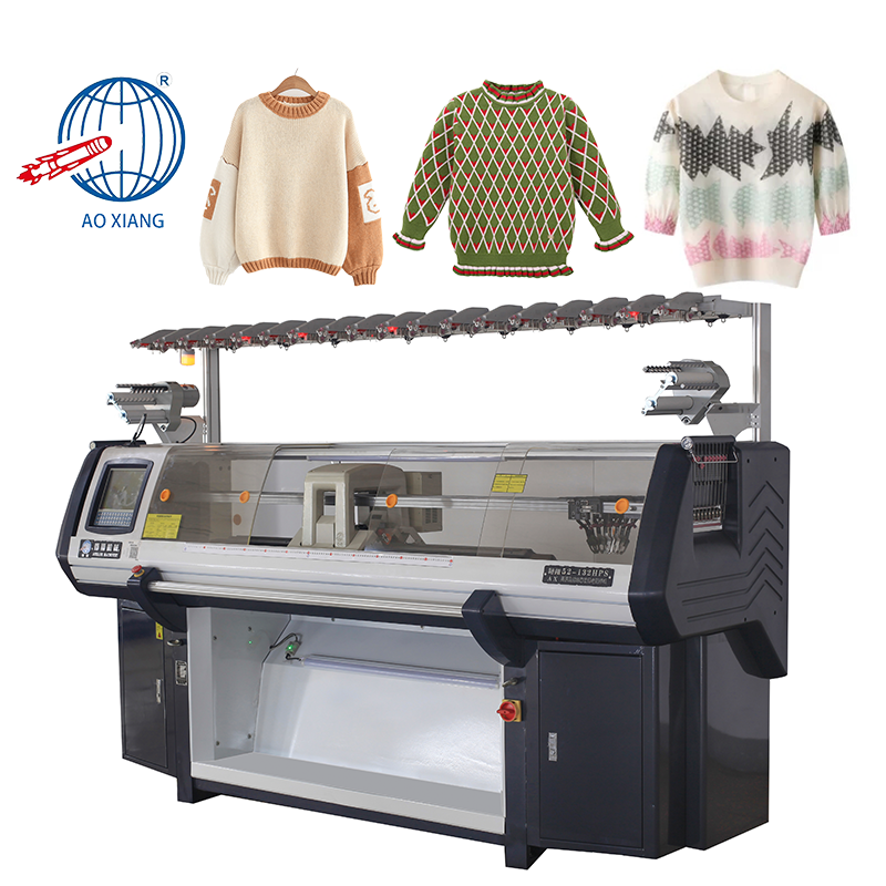 Premium Factory Jacquard Pattern Double System Computerized Collar Wool Sweater Knitting Machine