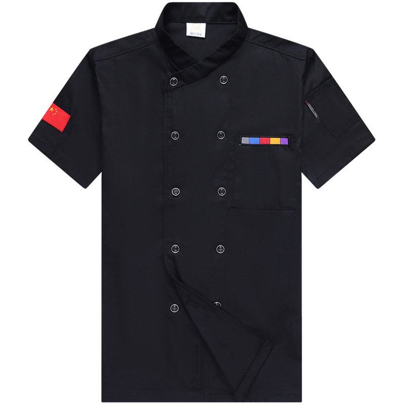 Customized Logo Chef Jacket Coat Short Sleeve Hotel Kitchen Restaurant Workwear Catering Cook Uniform With Pocket