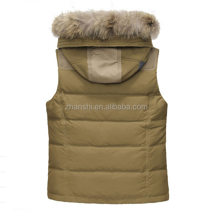 Wholesale man weighted vests for fitness down padded puffer coat fur gilets