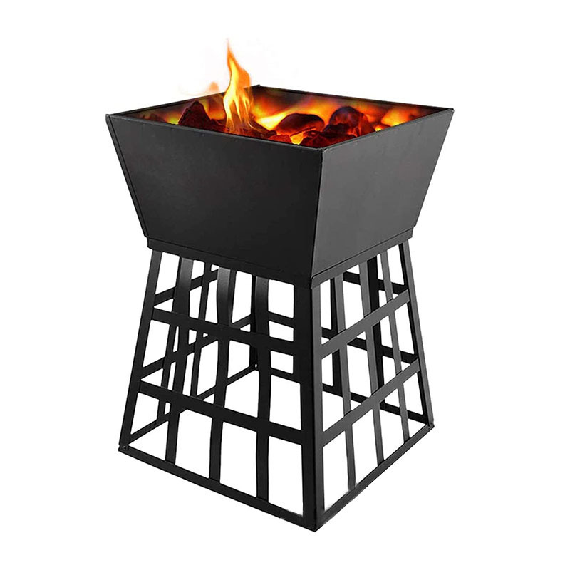 Portable Dual Purpose Outdoor Metal Firepit Backyard Garden Brazier Stove Square Wood Burning Fire Pit