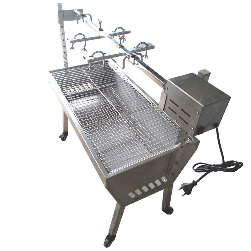 Best Selling Outdoor Automatic Rotary Roasting Meat Barbecue Grill Charcoal Grilled Chicken Lamb Spit Rotisserie Grill Machine