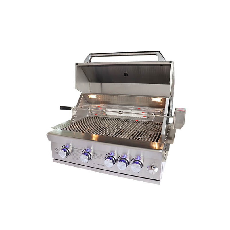 New Chicken Rotary BBQ Machine 4 Burners Gas Stove Kitchen Built In Gas Grill With Infrared Ignition