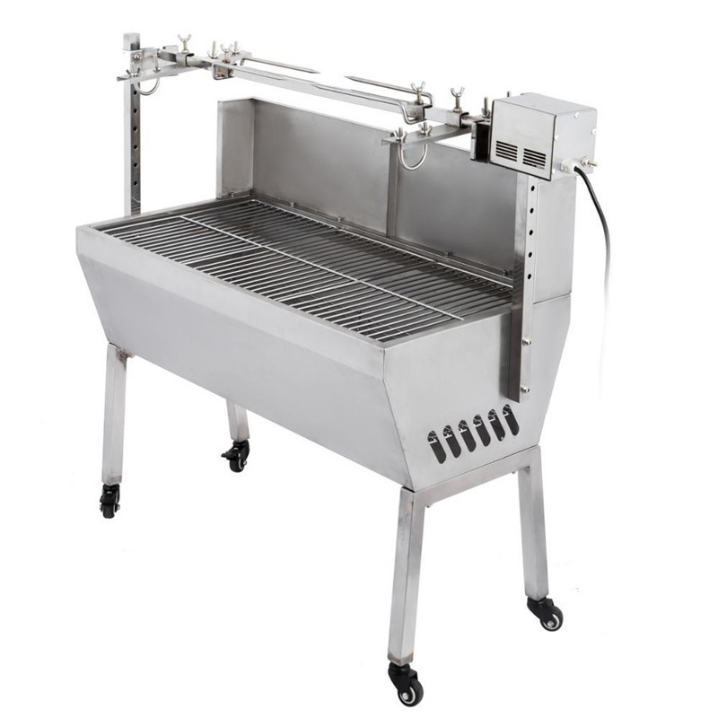 Stainless Steel Electric Rotary Chicken Grill Machine Rotating Rotisserie Suckling Pig Charcoal BBQ Grill