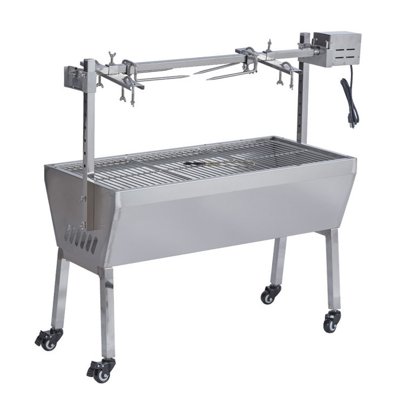 Stainless Steel Electric Rotary Chicken Grill Machine Rotating Rotisserie Suckling Pig Charcoal BBQ Grill