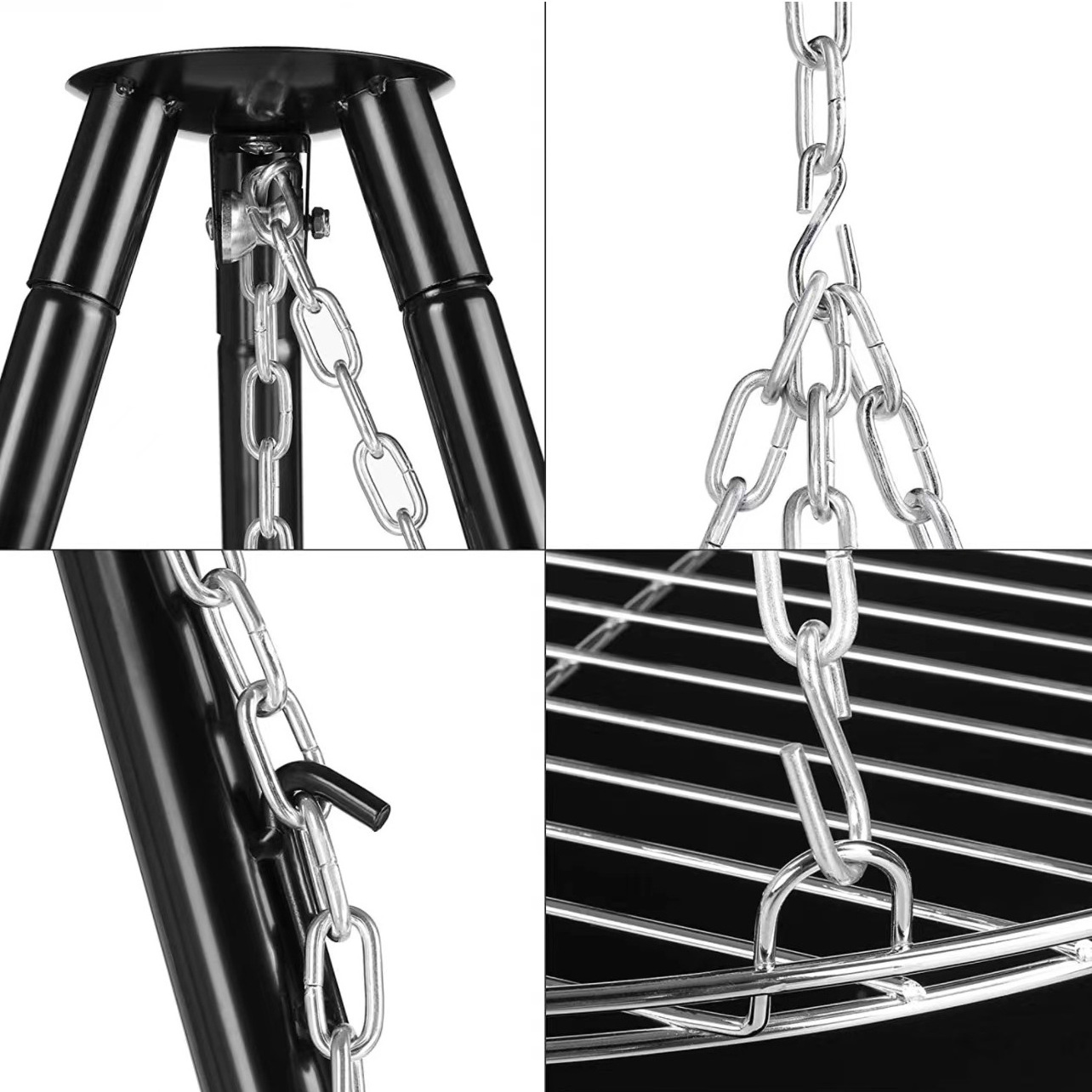 Multi Purpose BBQ Brazier Outdoor Vertical Adjustable Tripod Hanging Charcoal Grill Camping Fire Pit