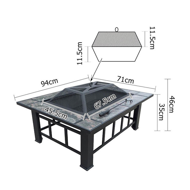 3 In 1 Multi-functional Outdoor Courtyard Charcoal BBQ Grill Table Heating Fire Pit