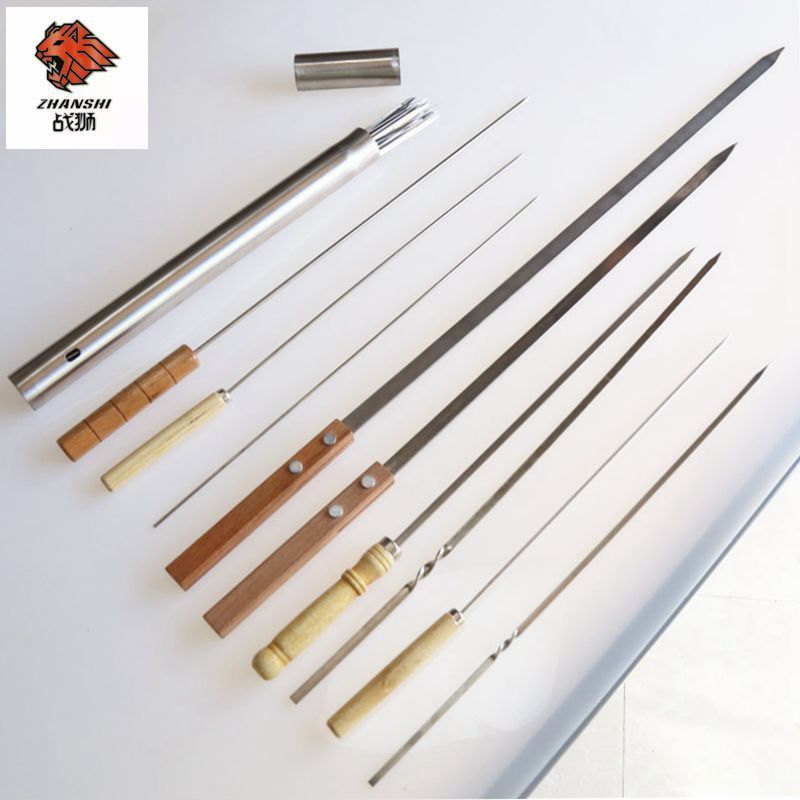 Great quality rotating aluminum brazilian bbq skewer stainless steel bbq beef skewer barbecue stick skewer