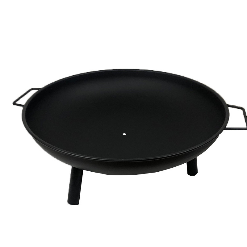 Black Round Three Legs Outdoor Camping Brazier BBQ Fire Pit With Handle Charcoal Firepit Bowl