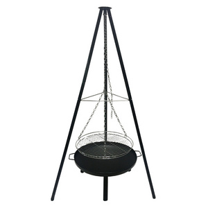 Multi Purpose BBQ Brazier Outdoor Vertical Adjustable Tripod Hanging Charcoal Grill Camping Fire Pit